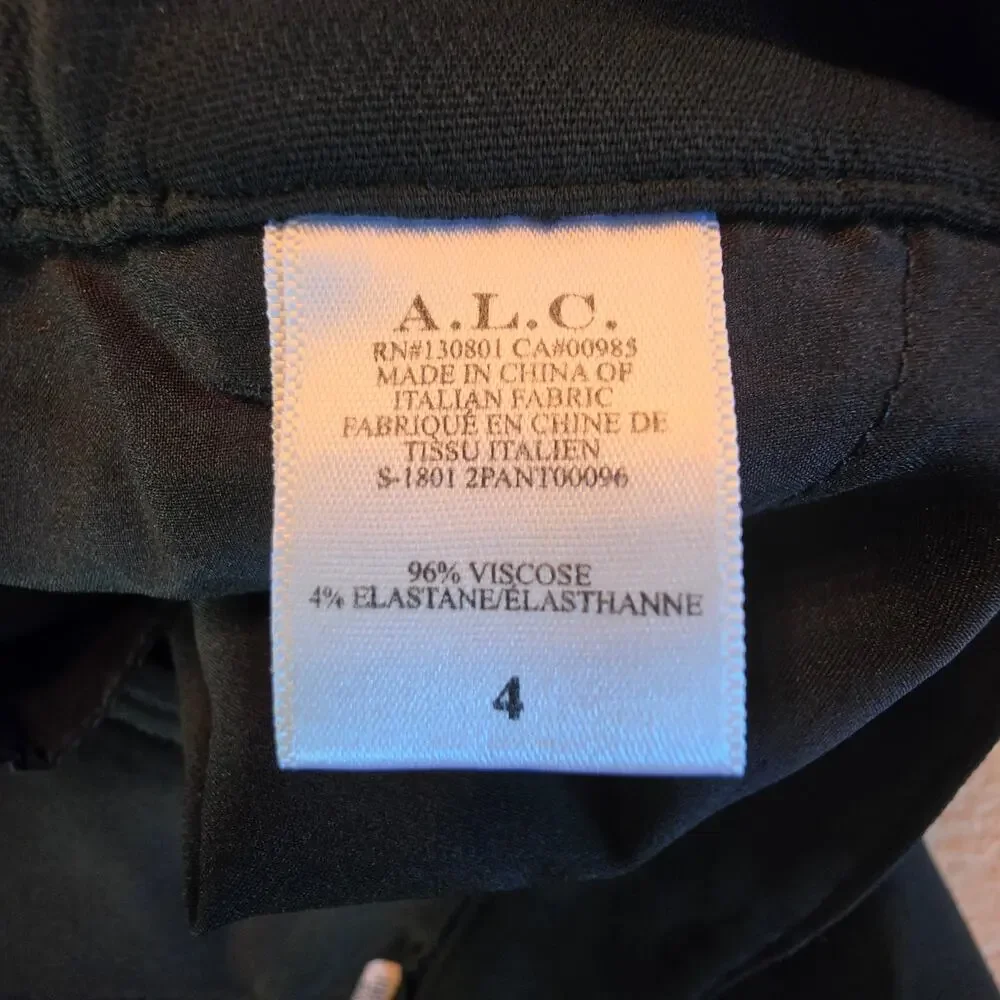 ALC A.L.C. Capen Split Hem Flare Leg Pants Black Sz 4 Italian Crepe 2PANT00096